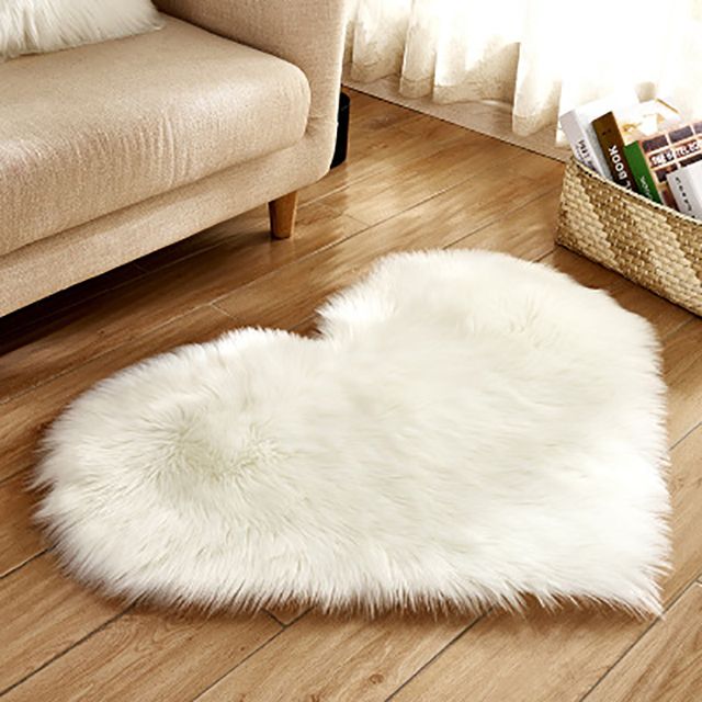 Plüsch-Bodenteppich in Herzform, weich, flauschig, super zottelig, für Zuhause, Wohnzimmer, Schlafzimmer, Bodenteppich_voghion.com