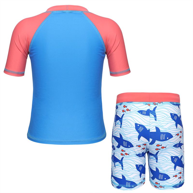 Madre y niños Nueva ropa para niños Traje de baño para niños Traje de baño para niños europeos y americanos Traje de surf con protección solar de tiburón de dibujos animados de una pieza para niño_voghion.com