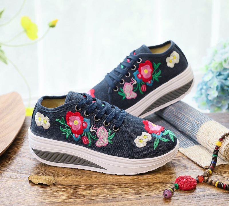 Zapatos deportivos informales de lona para niña, con bordado de tela y un solo pie._voghion.com