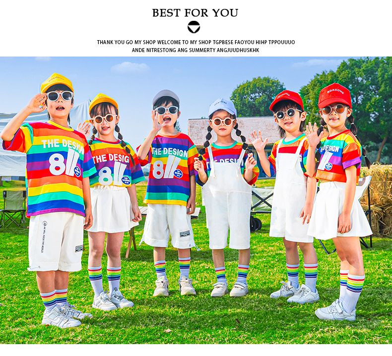 Costumi per spettacoli per la giornata dei bambini, costumi per spettacoli di gruppo di cheerleading per ragazzi e ragazze, arcobaleno, per la scuola materna e la scuola primaria._voghion.com