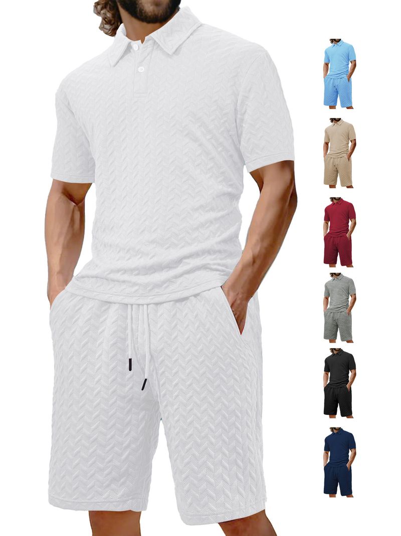 Inventario di abbigliamento maschile transfrontaliero da Europa e America, pantaloncini casual e pantaloni da spiaggia da uomo in tessuto jacquard tinta unita estivo e annodato con corda_voghion.com