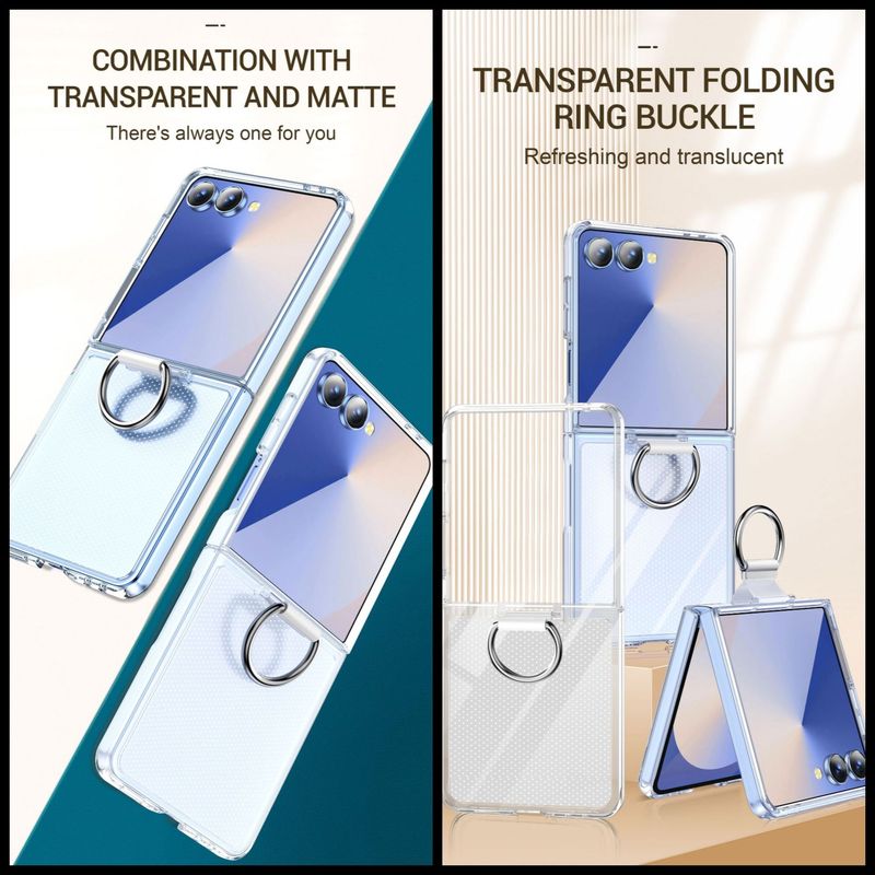Compatible With Samsung 7 Phone Foldable Screen Transparent Ring Z Flip 6 Ultra-thin Shockproof Case Protective Cover_voghion.com