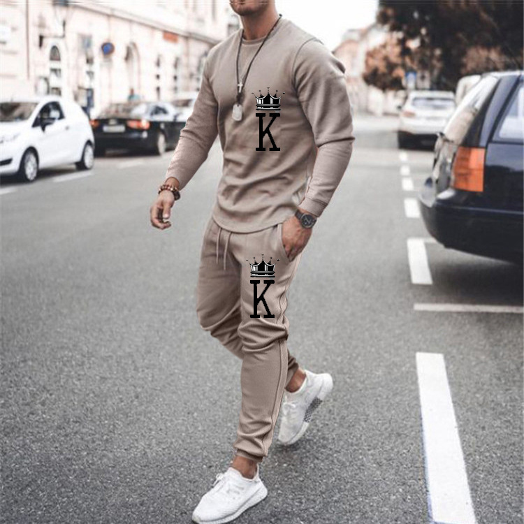 Men's Autumn Winter Sweatshirts Long Sleeve T-shirt Sets Letter Printed Men's Oversized Clothing T-shirt Fits Fashionable Sportswear Two Piece Set_voghion.com