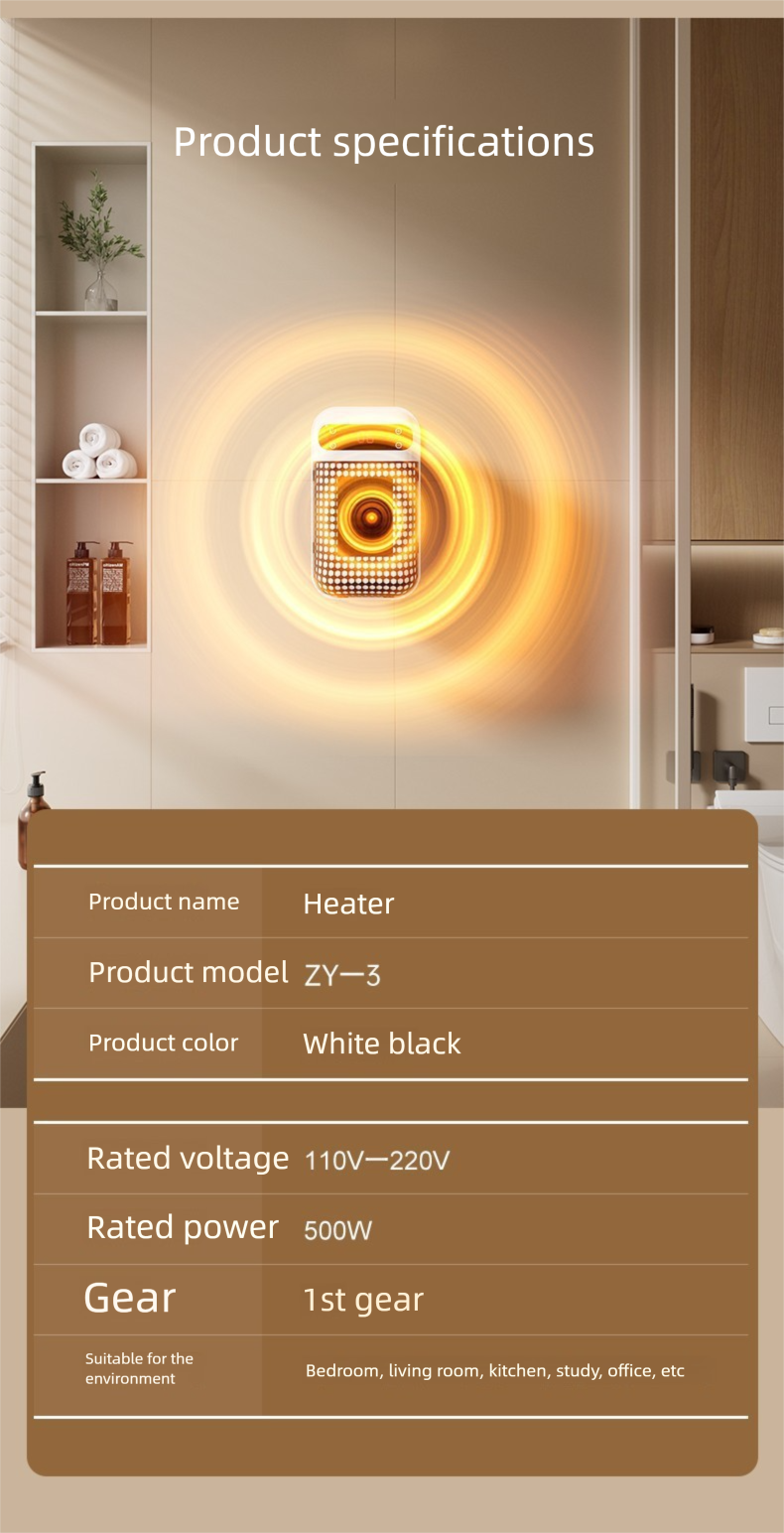 Riscaldatore elettrico portatile a risparmio energetico da parete per ufficio, camera da letto, dormitorio_voghion.com
