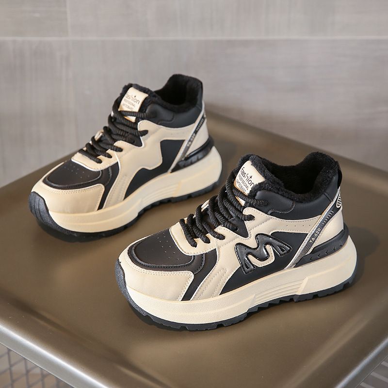 Jcf2702-1 New New Autumn Women's Thick-Soled Student Sneakers Casual Fleece-Lined Height-Increasing Patchwork Sports_voghion.com