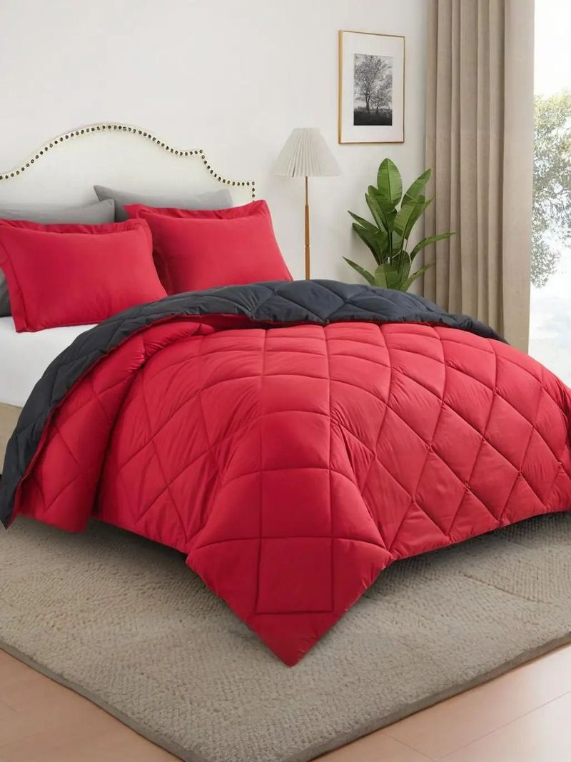 2/3-teiliges Wende-Bettwäscheset, Bettdeckenset Queen/King Size, für alle Jahreszeiten, 1 Bettdecke und 1/2 Kissenbezüge_voghion.com