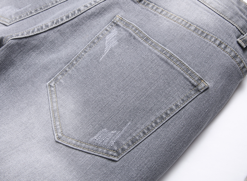 Heren Slim Fit Stretch Jeans - Trendy Grijze Denim Broek met Elastisch Comfort, Mid-Rise Casual Broek_voghion.com