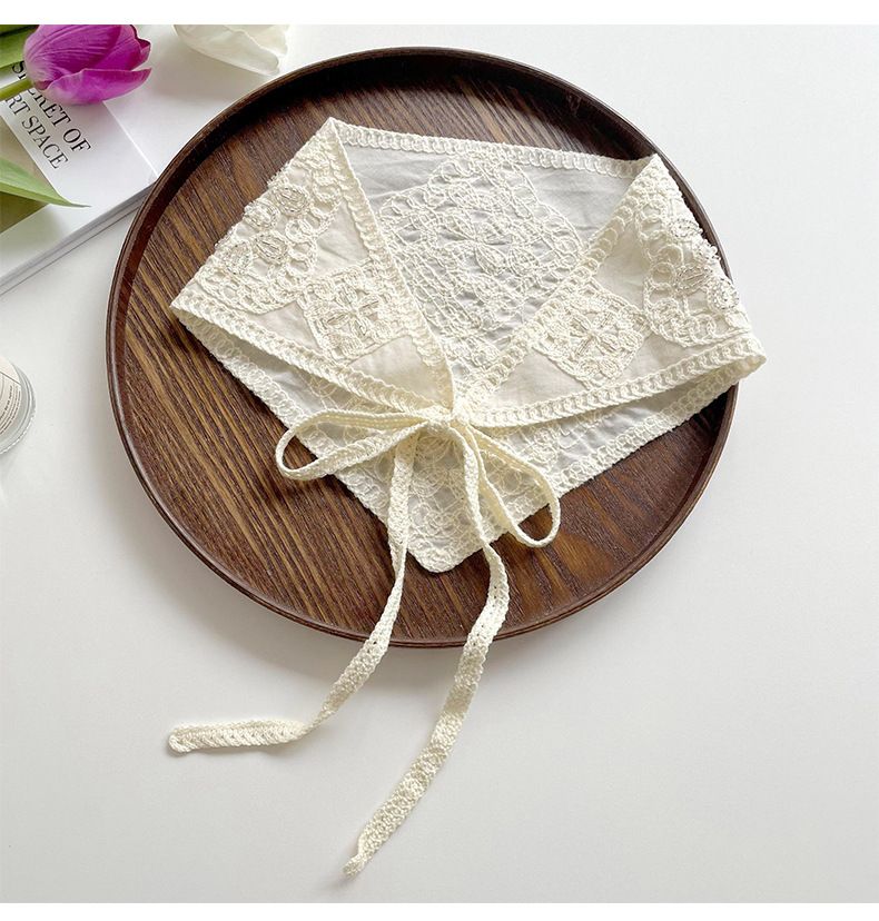 Nėriniuotas trikampis šalikas - mielas ir stilingas plaukų bandana, rankų darbo megztas galvos apdangalas pavasario vasaros kelionėms_voghion.com