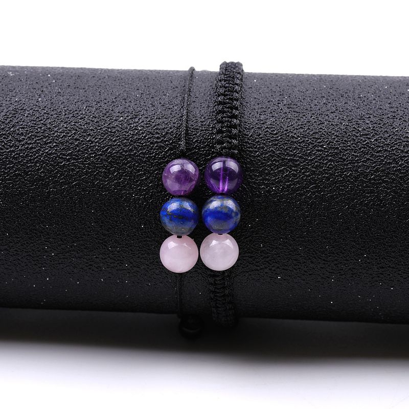 Ensemble de bracelets pour couple en lapis-lazuli et améthyste – Bijoux tressés en quartz rutile doré et pierre de raisin, cadeau en pierres précieuses naturelles pour couples_voghion.com