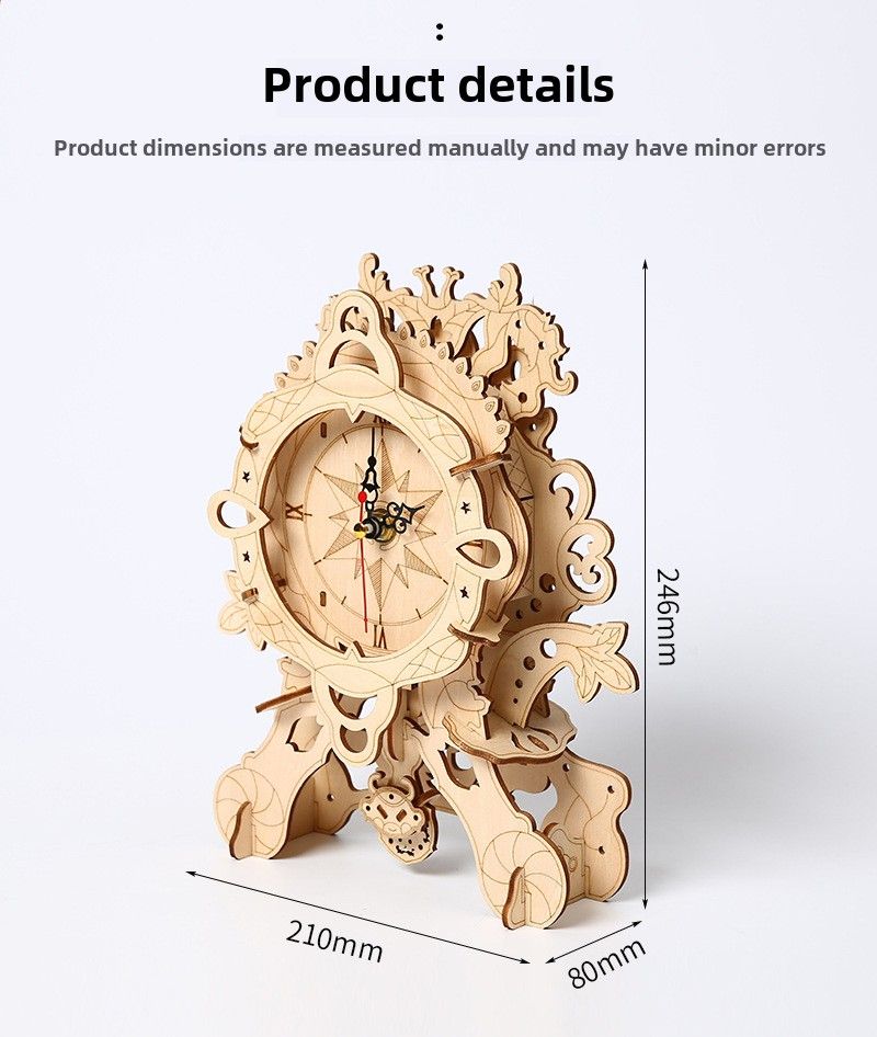 Nieuwe DIY retro stoel klok houten 3D driedimensionale puzzel puzzel decompressie en montage speelgoed creatieve handwerk ornament_voghion.com