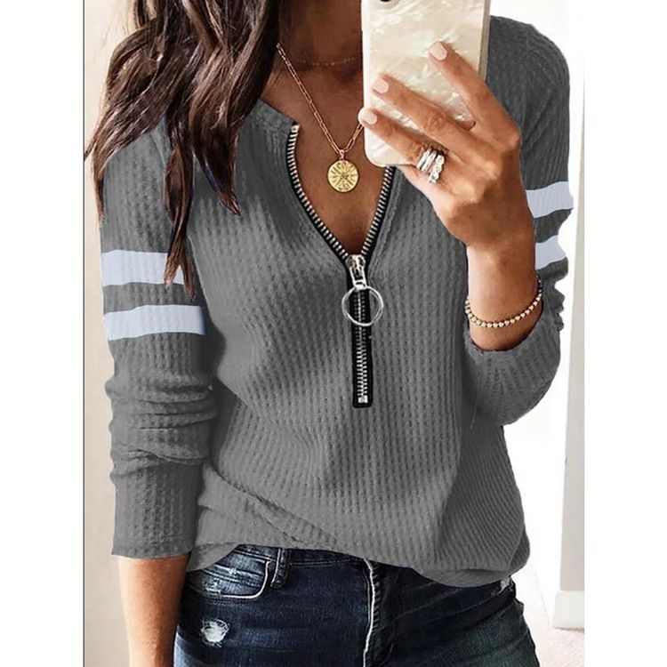 women's hot-selling knitted t-shirts long sleeves_voghion.com