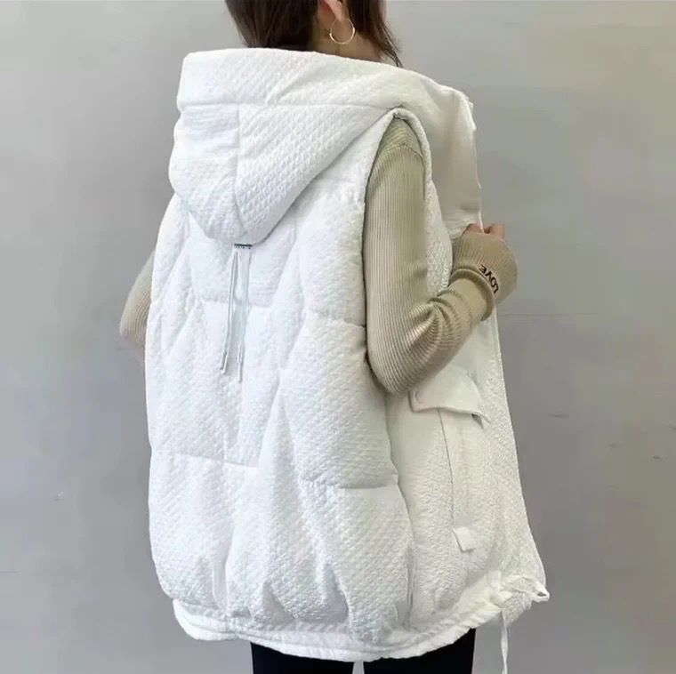 Damenbekleidung mit Kapuze, vielseitig verdickte, lockere, fleischbedeckende Jacke, mittellange Daunenbaumwolle_voghion.com