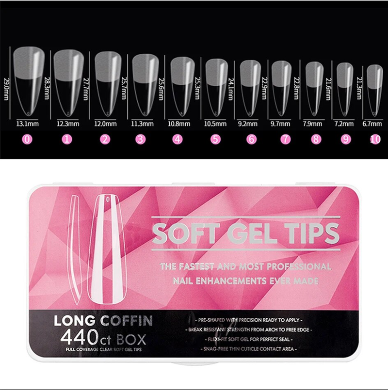 Arte Clavo Clear Medium Long Almond Nail Tips Kit Μαλακό Gel Συμβουλές Πλήρους κάλυψης Soak Off Nail Extension Gel Tips False Press on Nails_voghion.com
