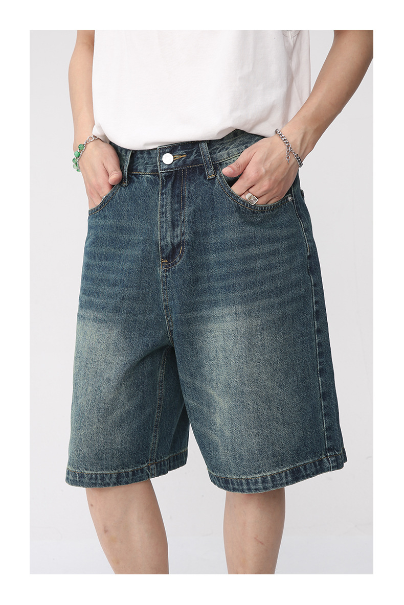 MTLCLOTHES Männerbekleedung|Männer Retro loose distressed Denim Shorts fënnef Punkt Hosen_voghion.com