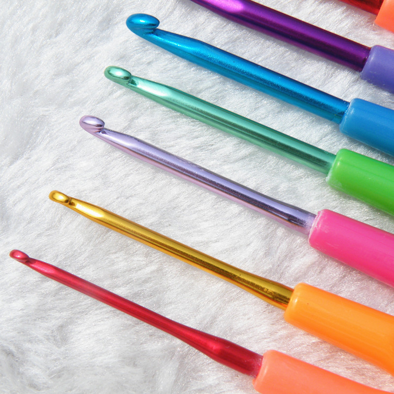 10Pcs/Set Crochet Hook Set Sweater Needle Knitting Tools Aluminium Oxide Plastic Shank Coloured Crochet Hooks_voghion.com