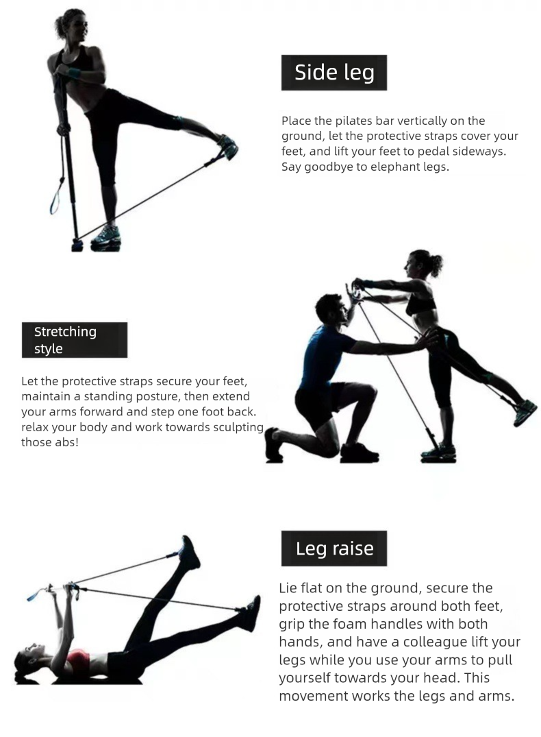 Bar Multi-Functional Fitness Stick Yoga Pilates Equipment Home Elastic Exercise Training Glute Resistance Band_voghion.com