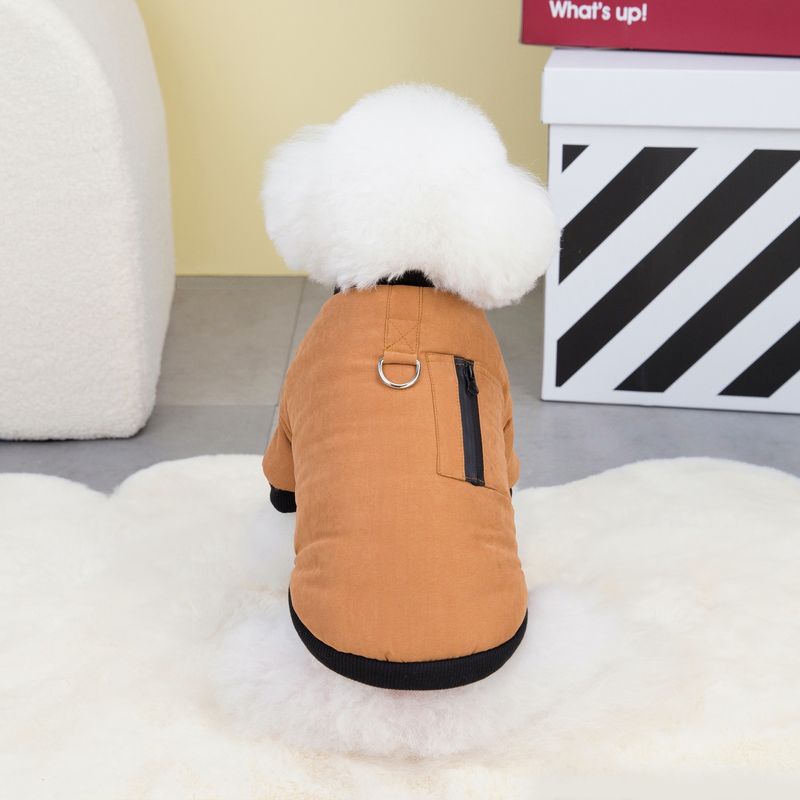Abbigliamento per animali domestici autunno/inverno per cani con anello di trazione e cappotto in cotone con cerniera in velluto 23 colori_voghion.com