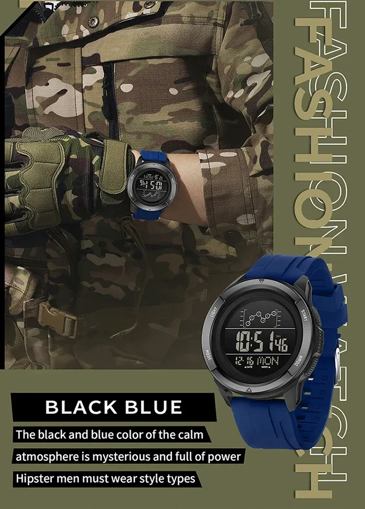 SANDA Military Sport Man Watch Nylon Strap LED Digital Display Multifunction Alarm Clock Countdown Waterproof Men's Wristwatch_voghion.com