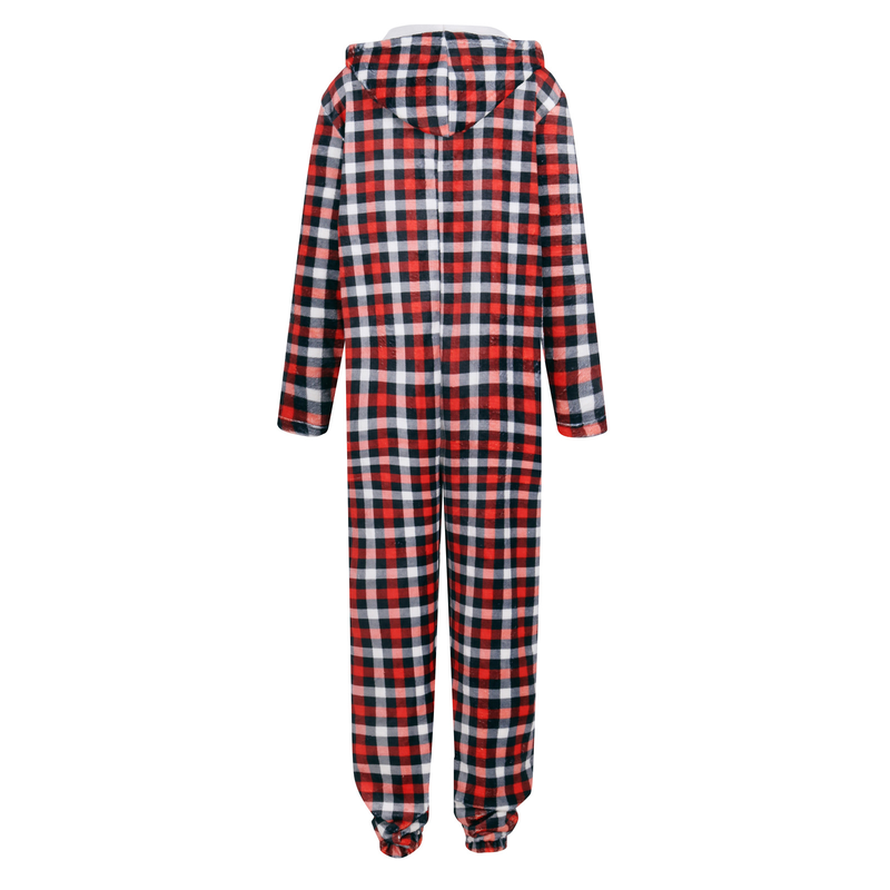 Abbigliamento da donna Pigiama natalizio, pigiama intero ispessito in flanella, abbigliamento per la casa da donna con cappuccio natalizio con stampa leopardata_voghion.com