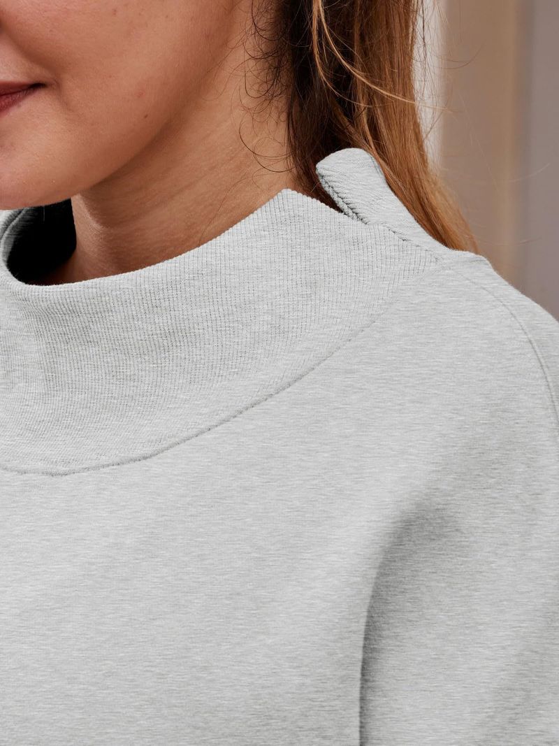 Women's sweatshirt long sleeve turtleneck pullover sweatshirt casual sweatshirt fleece top_voghion.com