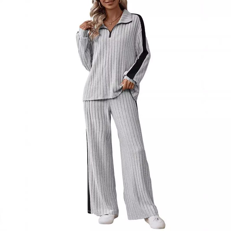 Plus Size Casual For Women, Autumn 2025 New High-End Design Sweatshirt And Wide-Leg Pants Two-Piece Set_voghion.com