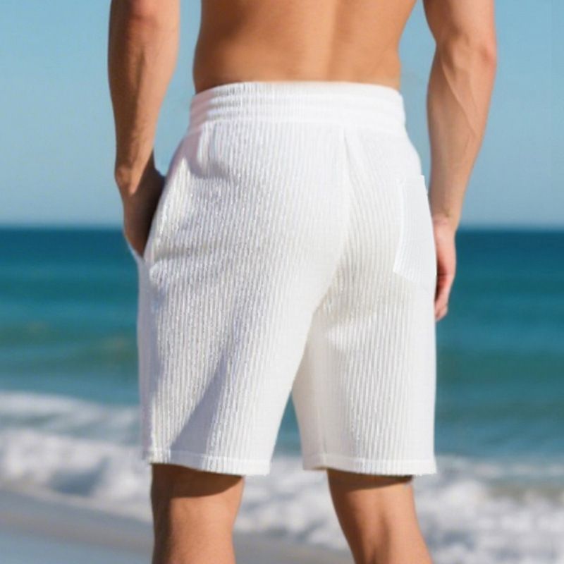 Vêtements pour hommes, short d'été léger et luxueux en jacquard double ligne, style décontracté, sport, ample, tendance, pour la plage_voghion.com