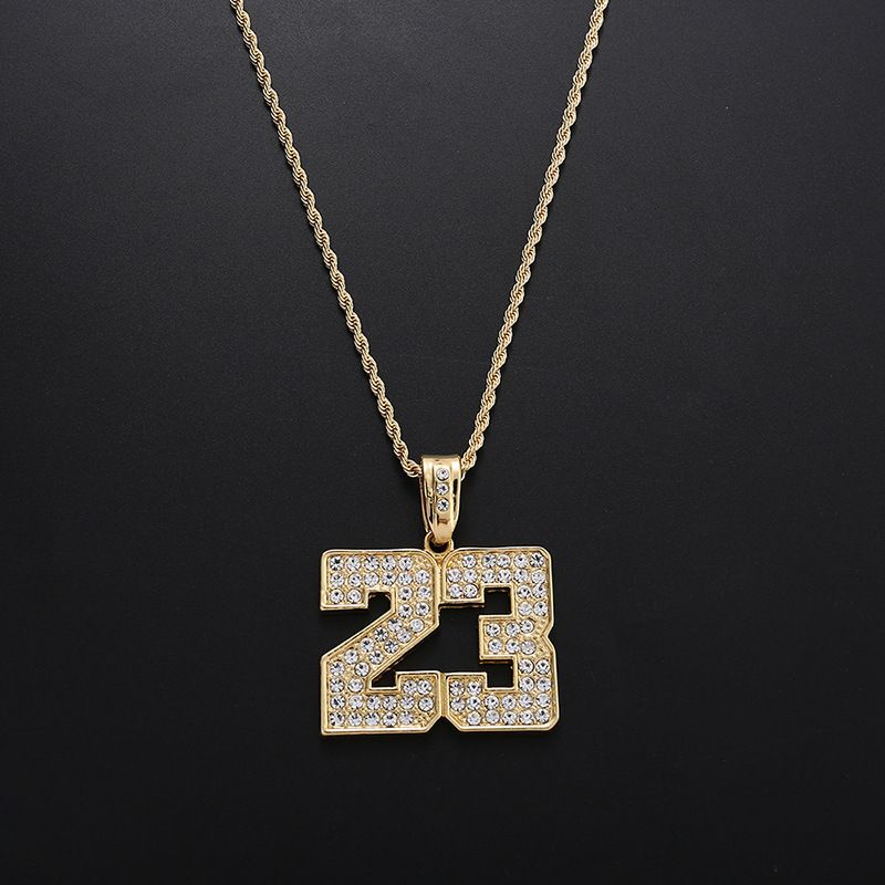 Collana unisex alla moda con ciondolo a forma di basket 23 con diamanti, gioielli hip hop unisex di grande vendita_voghion.com