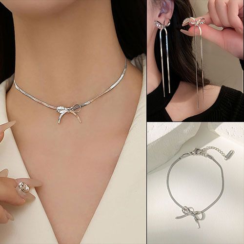 Collana girocollo estiva con fiocco al collo, catena corta in acciaio al titanio anti-scolorimento, accessori regalo di alta qualità_voghion.com