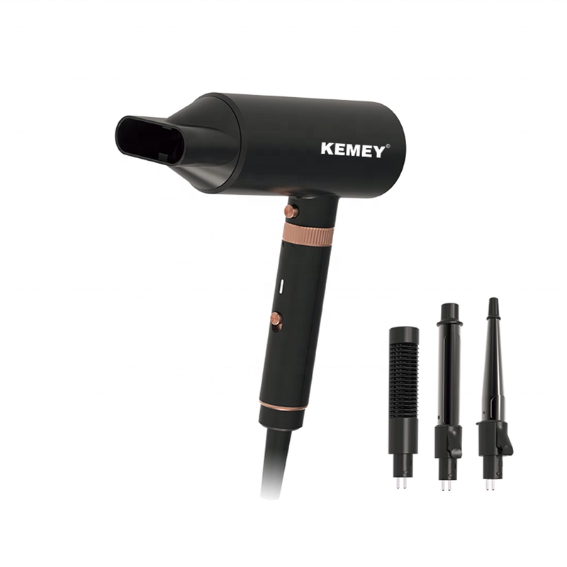 Kemey KM-9203 Set ricci e lisci Tubo riscaldante elettrico professionale a led 4 in 1 Pettine per asciugacapelli_voghion.com
