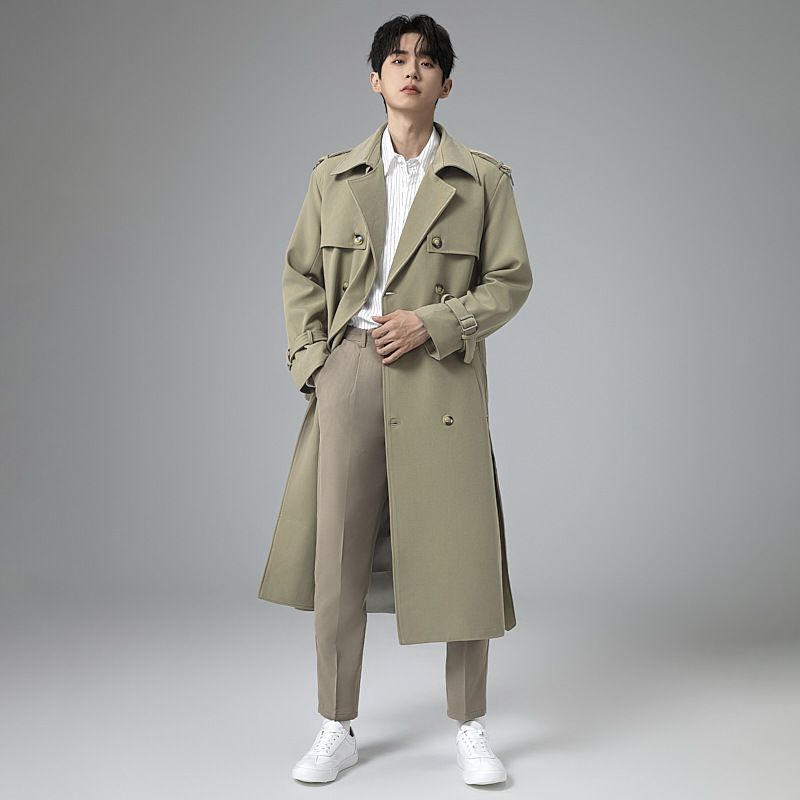 Men's Clothing Large size men's loose double breasted spring and autumn windbreaker men's super long over knee high end lapel design jacket men_voghion.com
