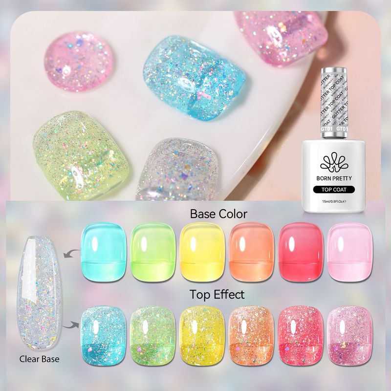 Sigillante per unghie Opal Diamond, Nail Art senza lavaggio, Colla riflettente per disco, Sigillante flash oro e argento_voghion.com