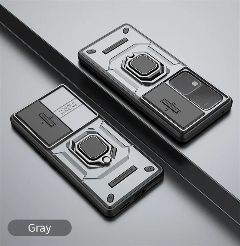 Slide Lens Camera Armor Case für Vivo V30 Pro 5G Schutzhülle mit Ring-Autohalter Shell Coque Fundas Capa_voghion.com
