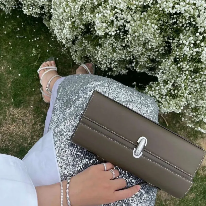 Brand Genuine Leather Tote New Women's Simple Handbag Small Square Baguette Bags High Quality Savette Symmetry Slim Bag_voghion.com