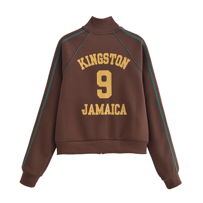 Women's Clothing New Women's Clothing Printed College Style Zipper Long Sleeved Sweatshirt Loose Casual Trousers_voghion.com