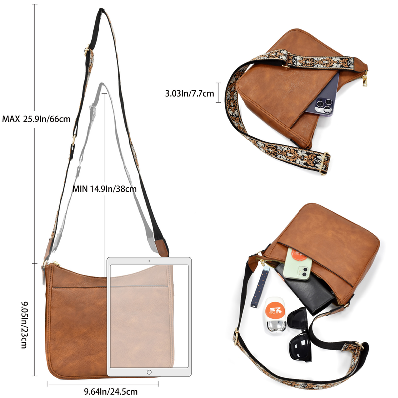 Borse a tracolla per donna Borse hobo alla moda in pelle vegana Borse a spalla con tracolla larga_voghion.com