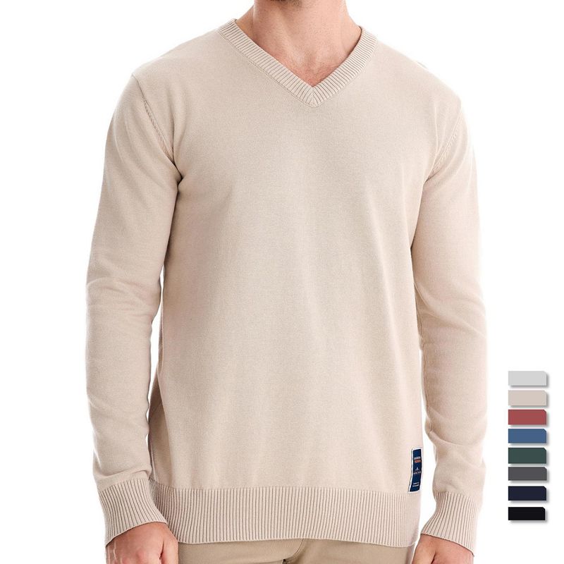 Pull tricoté tendance en coton uni à col en V pour homme, nouvelle collection automne/hiver_voghion.com