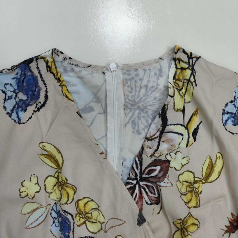 Abito a maniche lunghe con scollo a V stampato, vestibilità attillata, elegante e attillato, da donna, primavera 2025_voghion.com