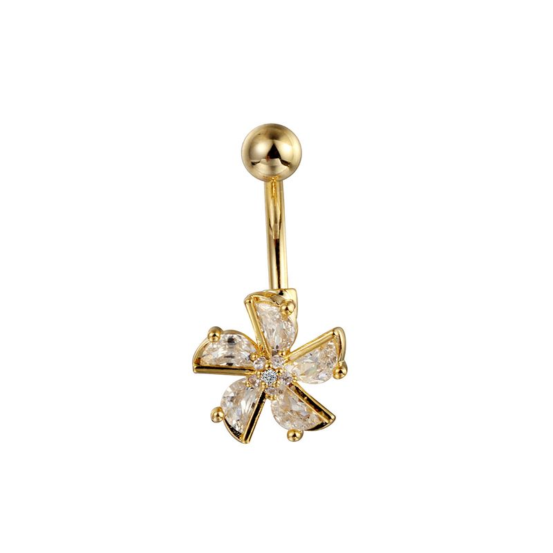 Piercing per ombelico floreale in zirconia cubica - Gioiello per il corpo in acciaio chirurgico 316L, design artigianale (14G/16G, ipoallergenico, confezione regalo inclusa)_voghion.com