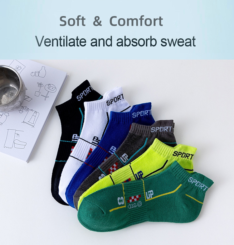 Socks, summer thin running sports socks, mesh for sweat absorption and breathability, men's low cut short socks_voghion.com