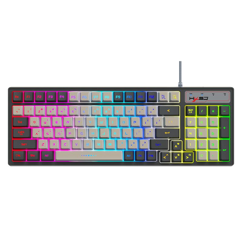 Tastiera da gioco cablata 2025 con 96 tasti, colore grigio bianco, retroilluminata RGB, per giochi_voghion.com
