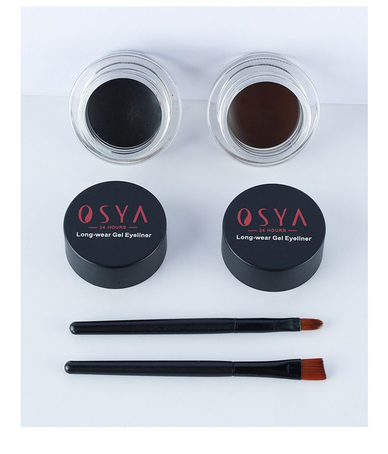 Smooth Eyeliner Ointment Brush Set, Waterproof, Durable, Non Smudging, Black Brown_voghion.com