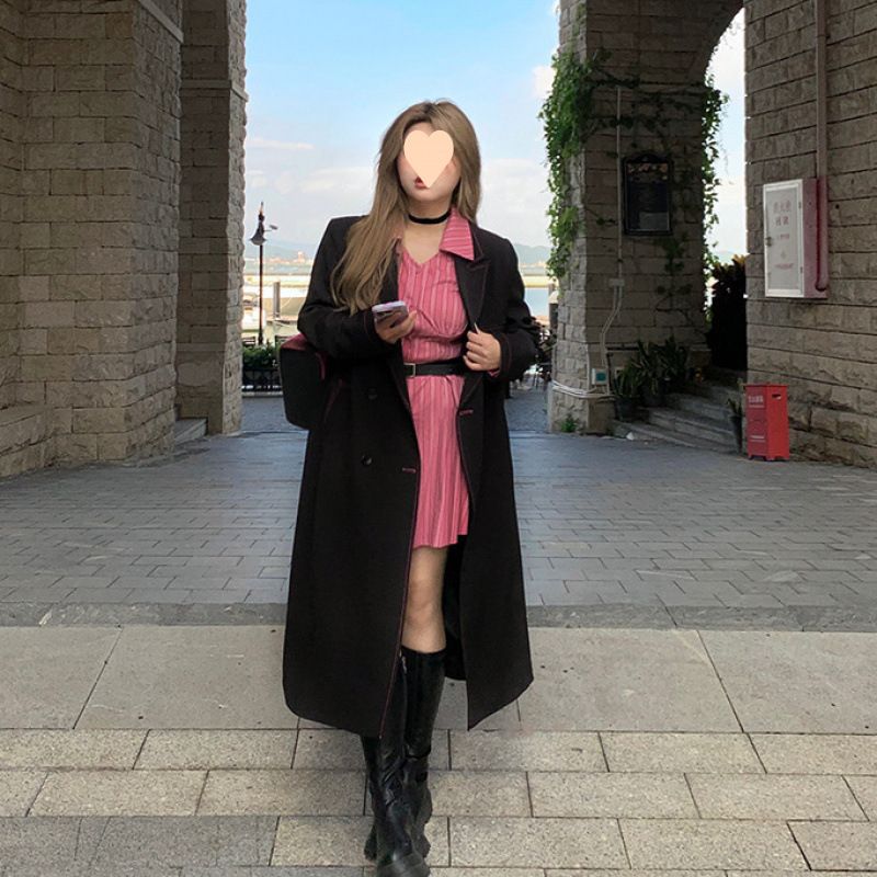 Annie Not Popular Trench con spalle lunghe per donna snellente 2025 Autunno Nuovo stile Cappotto elegante taglie forti_voghion.com