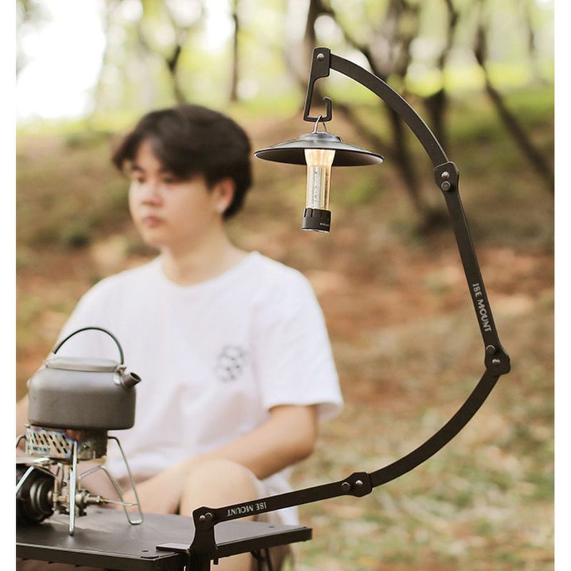 Outdoor multifunctional adjustable metal long arm portable folding desk holder, camping lamp holder_voghion.com