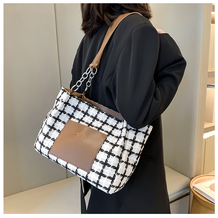 Jesenski i zimski kontrast boja jednostavna zvjezdana mreža crvena eksplozivna Toth ženska karirana torba velikog kapaciteta preko ramena_voghion.com