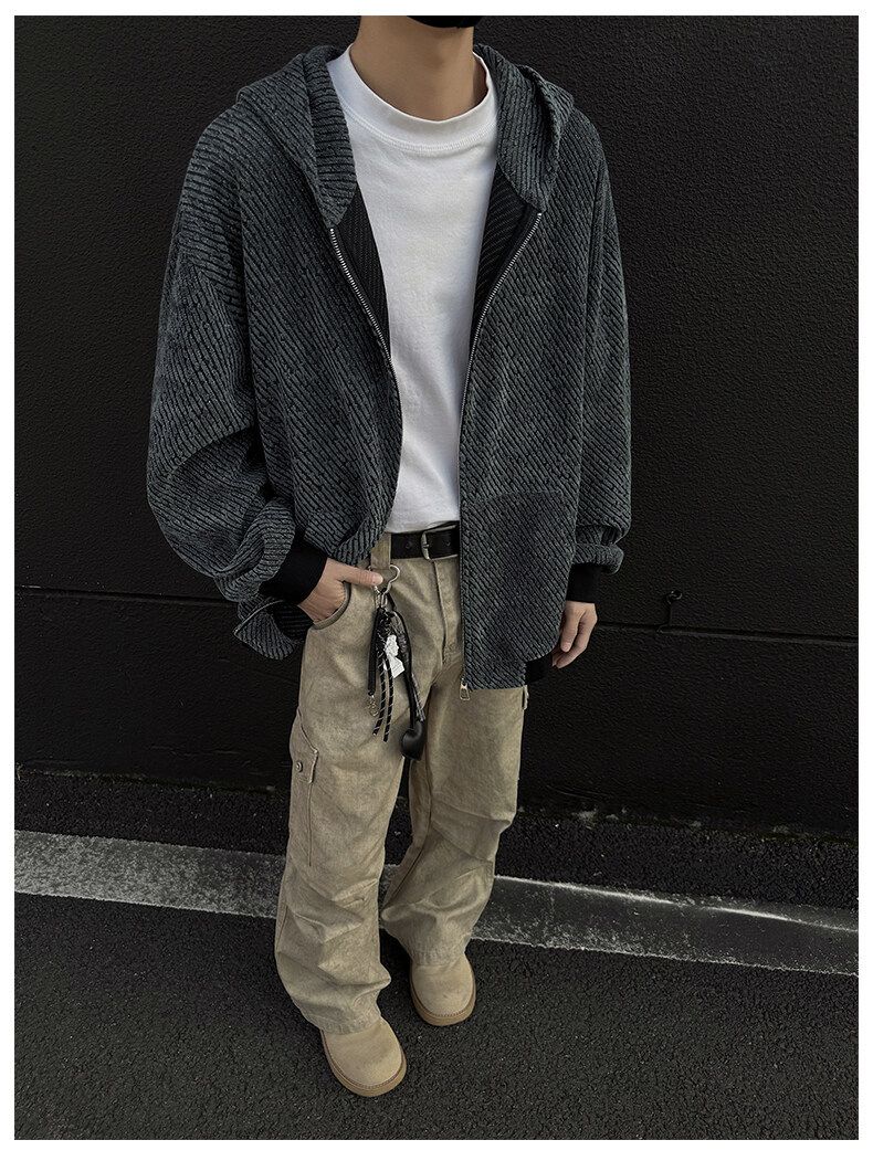 Cleanfit Zip-Up Hoodie voor heren – Vintage-geïnspireerd oversized sweatshirtjack voor casual streetwear_voghion.com