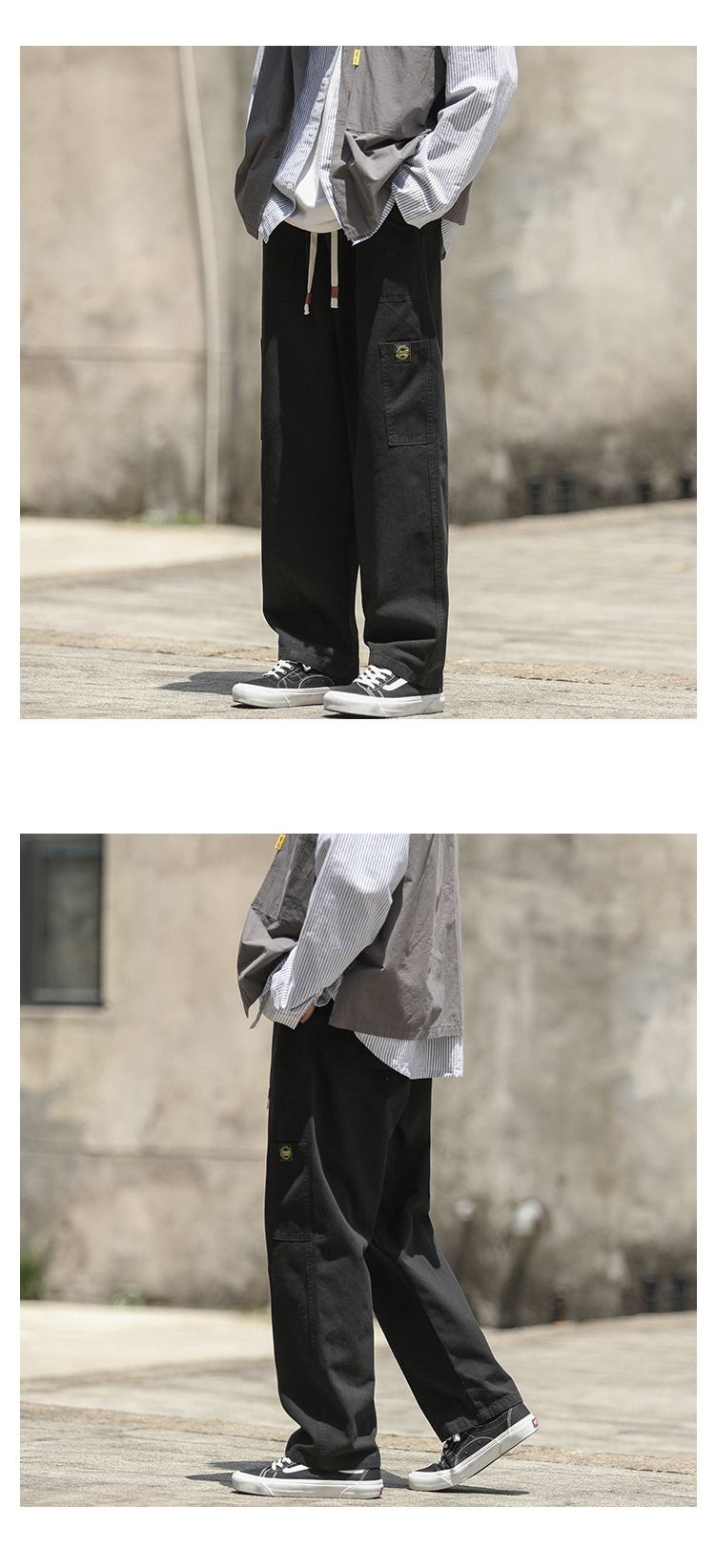 Cityboy Arbeitskleidung für Herren im Herbst, übergroße, lockere Passform, mit lässigem Stil und geradem Bein, Freizeithose_voghion.com