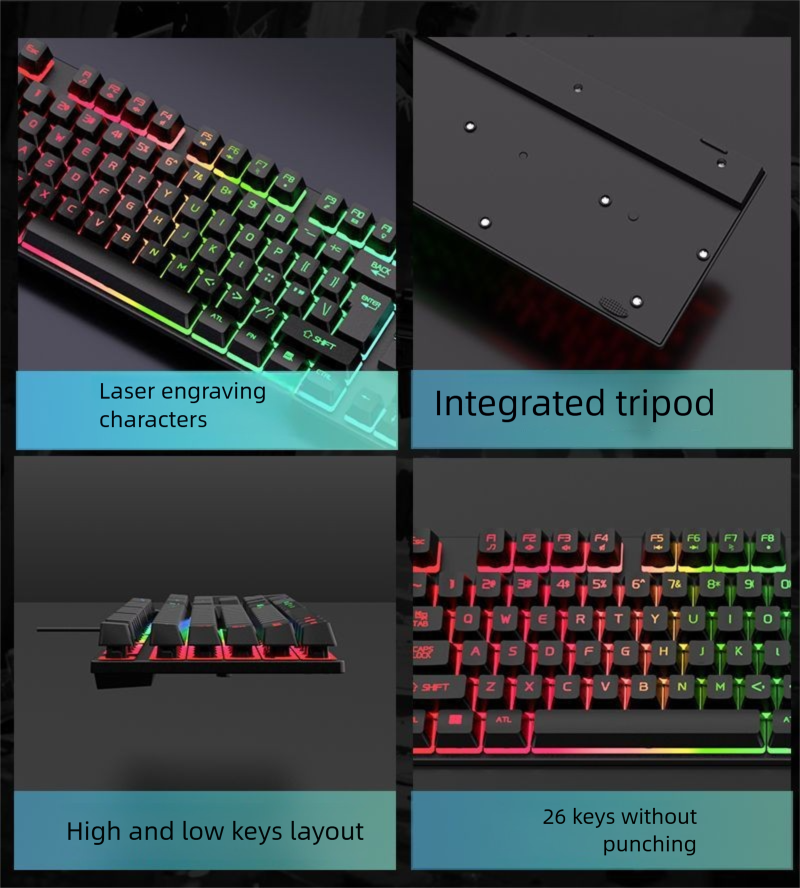 Wired Set Computer Mechanische Gaming Membran Tastatur Maus Leuchtende Peripherie_voghion.com