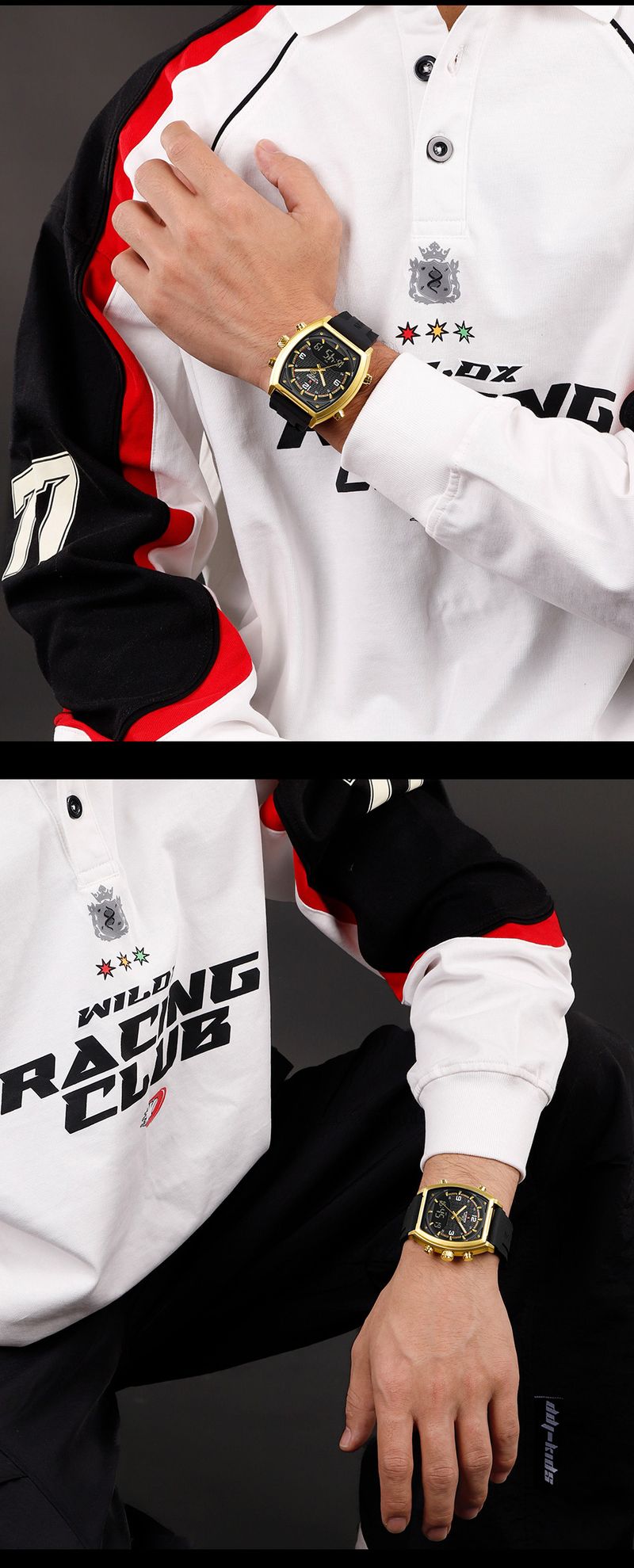 Herren Militär Dual Display Uhr Neue Tonneau Zifferblatt Quarz Armbanduhr Männer Wasserdichte Sport Uhren Analog Digital Uhr_voghion.com