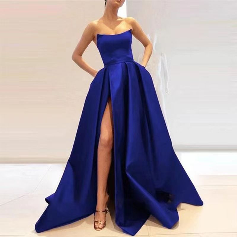 Women's Clothing Double Ball Evening Dress Robe With Side Slits And Pockets_voghion.com