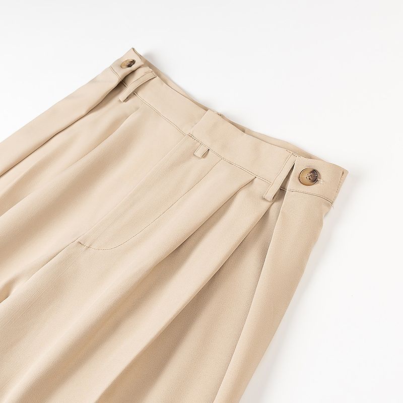 Women's Clothing High Waist Wide Leg Drape Pleated Suit Pants Summer New Fashion Commuting All Match Top Suit_voghion.com